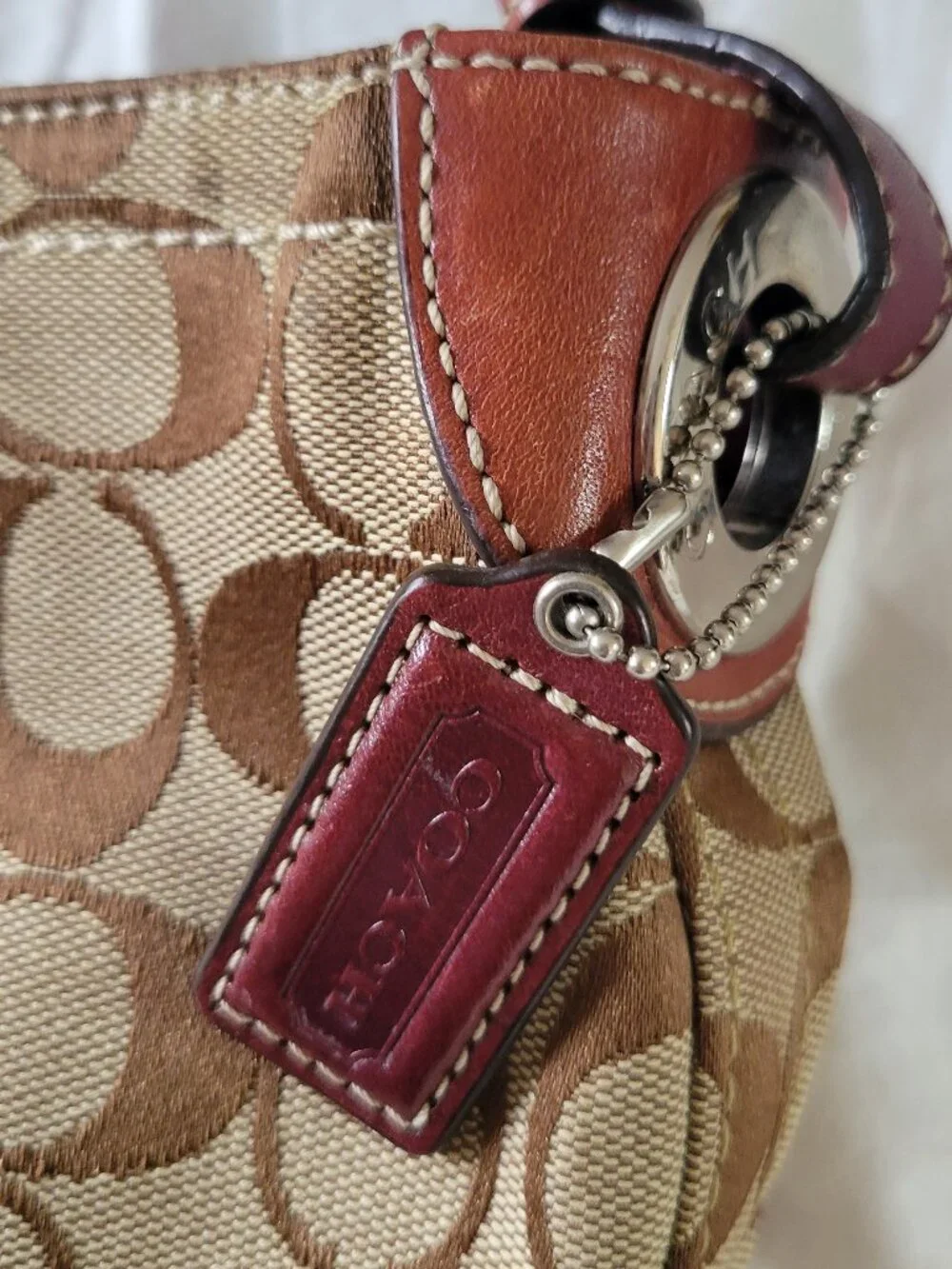 Coach Y2K Soho Signature Canvas Burgundy Saddle Leather Shoulder Bag Vintage 200 - Picture 9 of 11